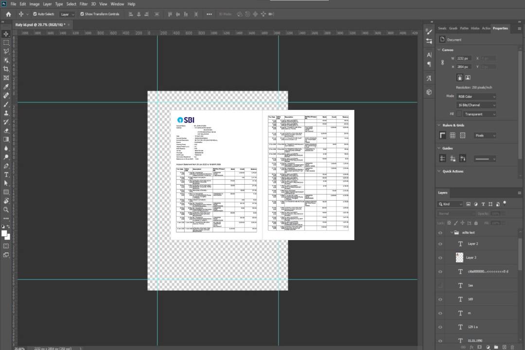 Relevé de compte de la India State Bank of India Modèle Word et PDF, 2 pages template